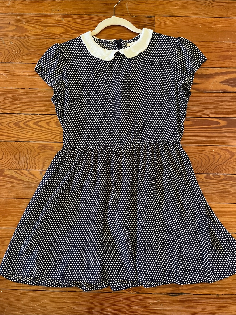 Forever 21 Navy Polka Dot Dress with White Peter Pan Collar